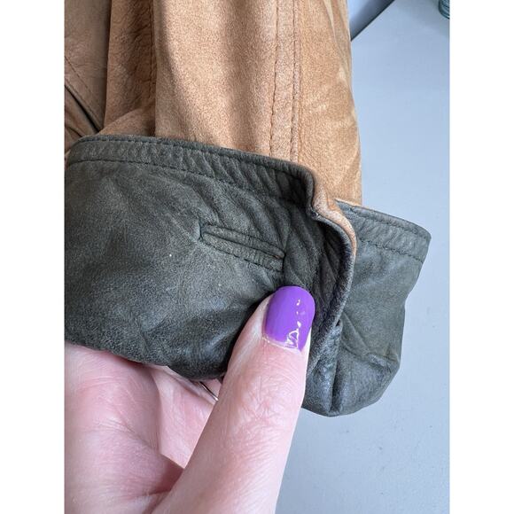 Vintage Merit Awards Genuine Leather Tan & Green Jacket Men’s Size XL - Picture 5 of 14